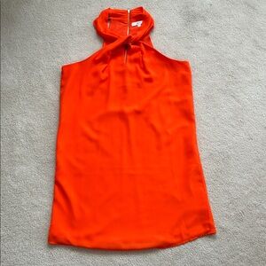 Flowy Orange Halter-Neck Midi Dress - Size M